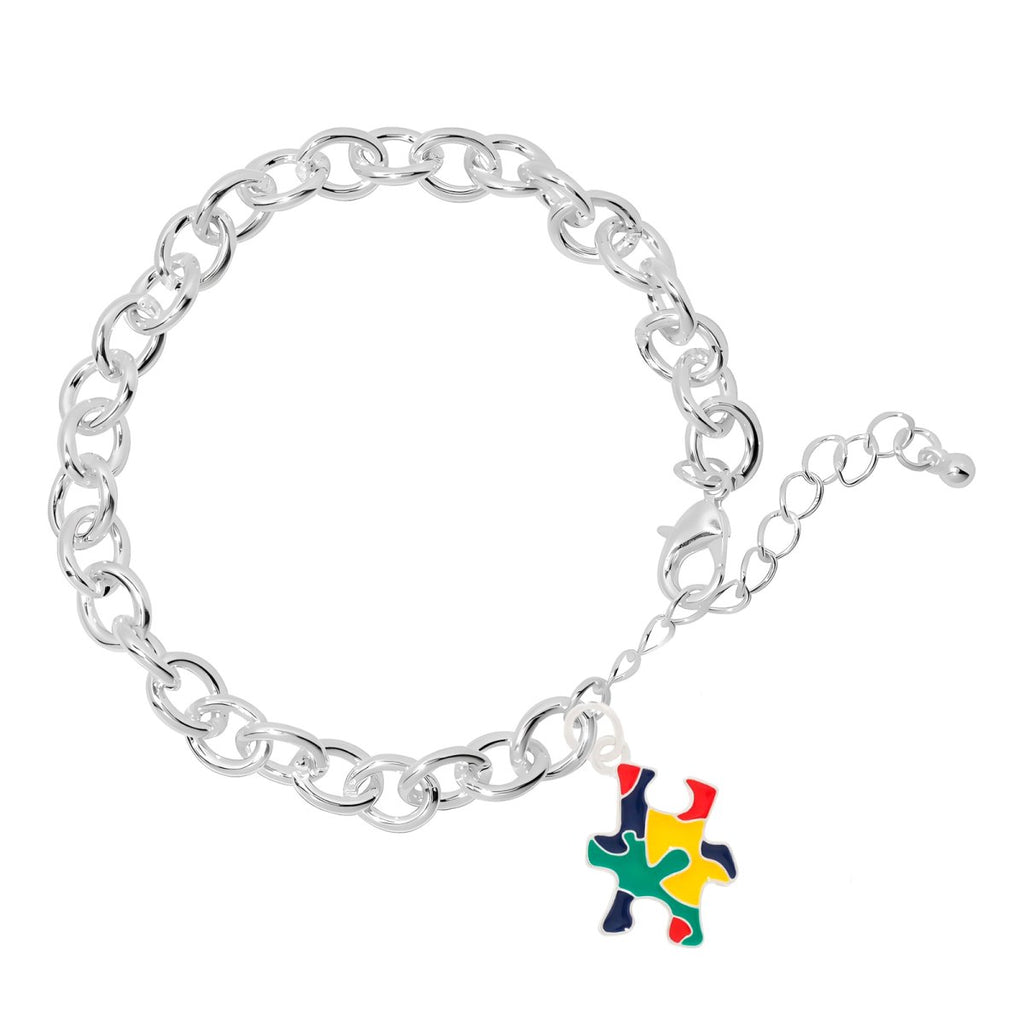 Autism Colored Puzzle Piece Chunky Charm Bracelets - Fundraising For A Cause