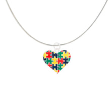 Load image into Gallery viewer, Autism Colored Puzzle Piece Heart Necklaces - Fundraising For A Cause