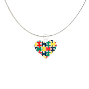 Autism Colored Puzzle Piece Heart Necklaces - Fundraising For A Cause