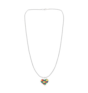 Autism Colored Puzzle Piece Heart Necklaces - Fundraising For A Cause