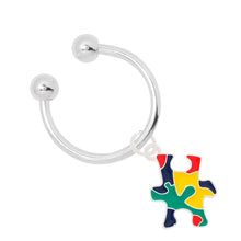 Load image into Gallery viewer, Autism Puzzle Piece Horseshoe Key Chains - Fundraising For A Cause