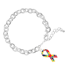 Load image into Gallery viewer, Autism Ribbon With Heart Chunky Charm Bracelets - Fundraising For A Cause