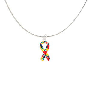 Autism Ribbon with Heart Necklaces - Fundraising For A Cause