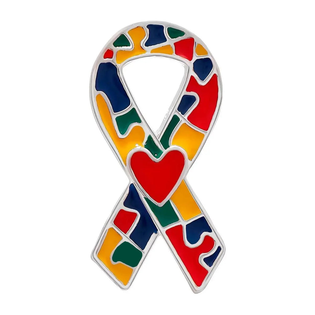 Autism Ribbon with Heart Pins - Fundraising For A Cause