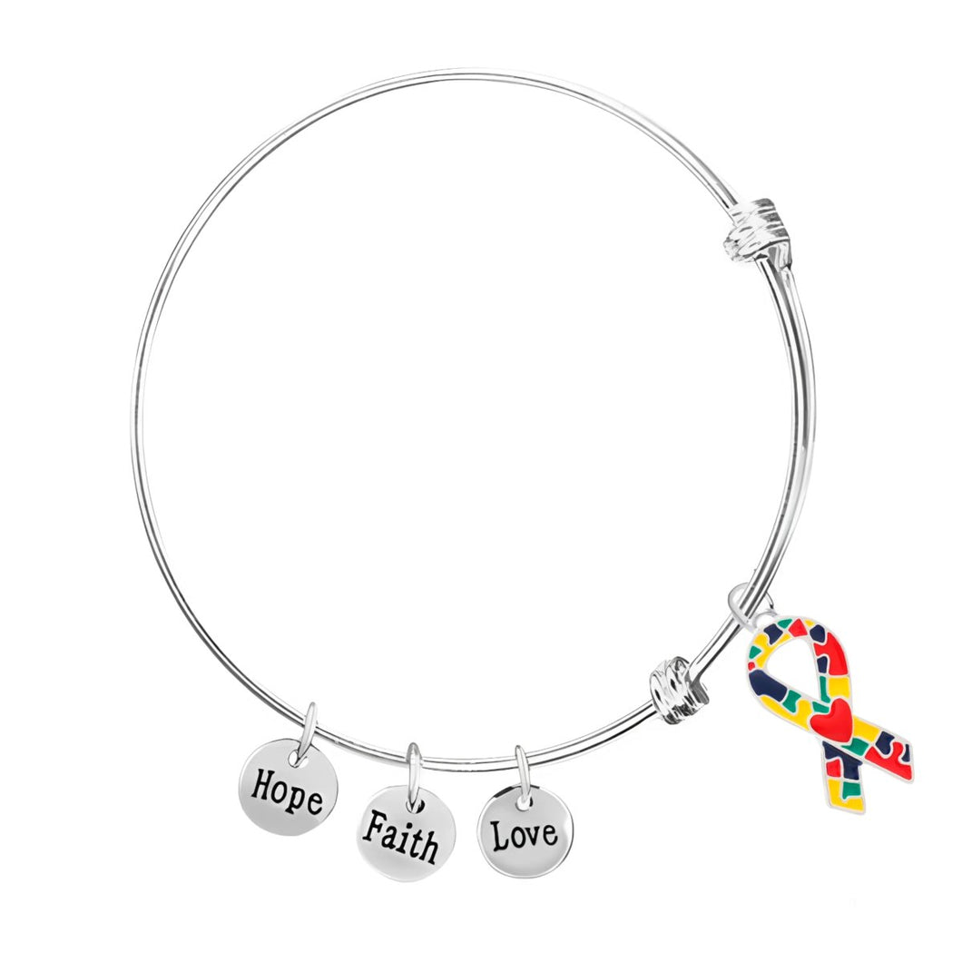 Autism Ribbon with Heart Retractable Bracelets - Fundraising For A Cause