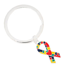 Load image into Gallery viewer, Autism Ribbon with Heart Split Style Key Chains - Fundraising For A Cause