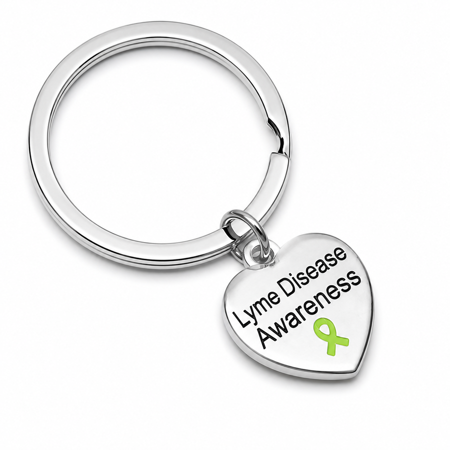 Lyme Disease Awareness Heart Charm Split Style Key Chains