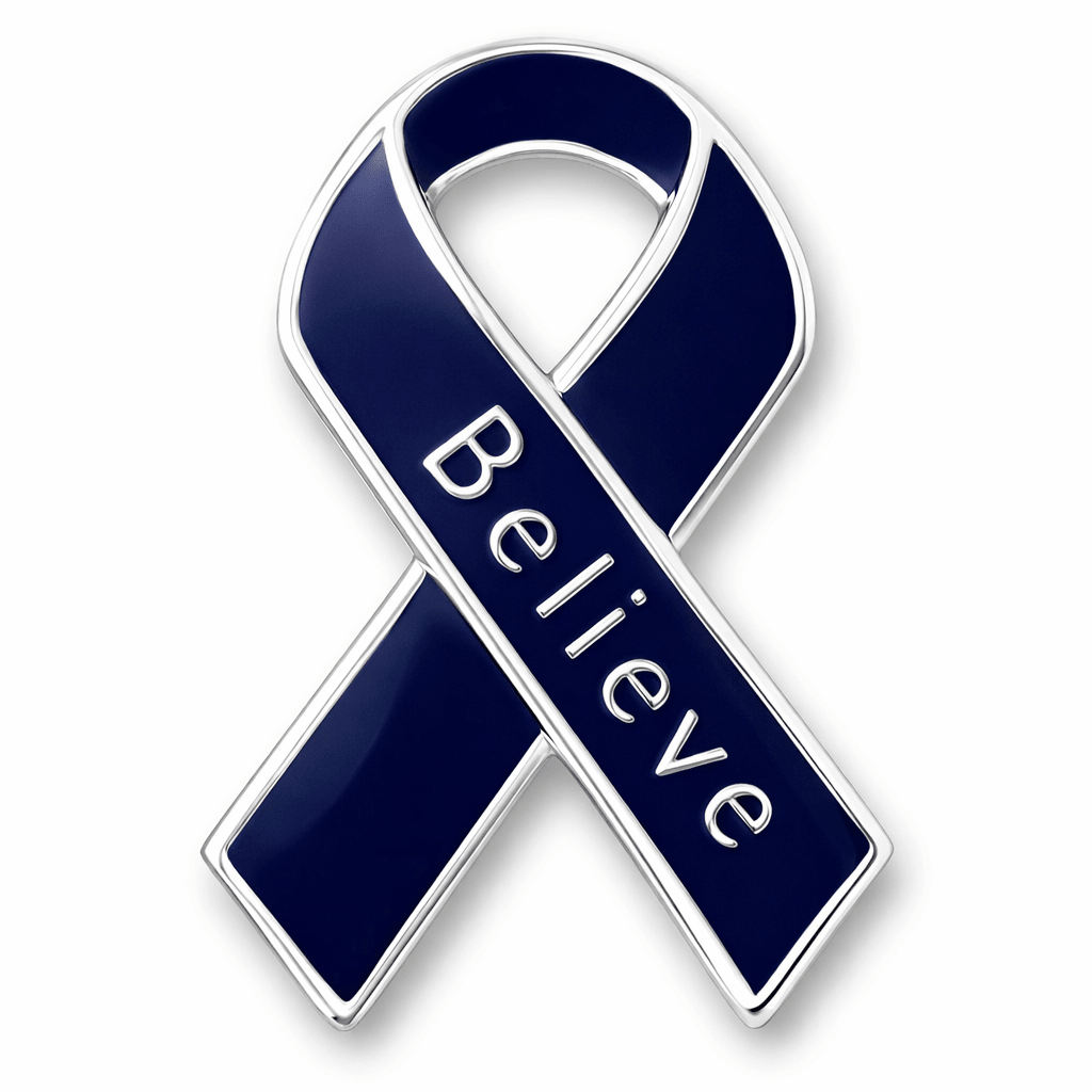 Believe Dark Blue Ribbon Pins - Fundraising For A Cause