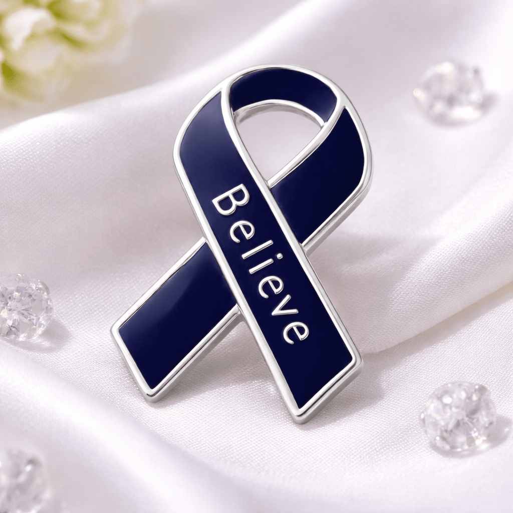Believe Dark Blue Ribbon Pins - Fundraising For A Cause
