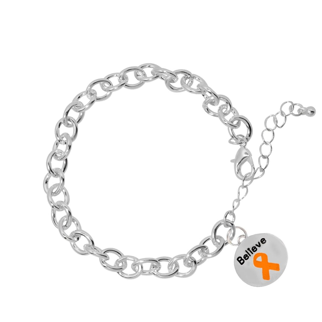 Believe Orange Ribbon Chunky Charm Bracelets - Fundraising For A Cause