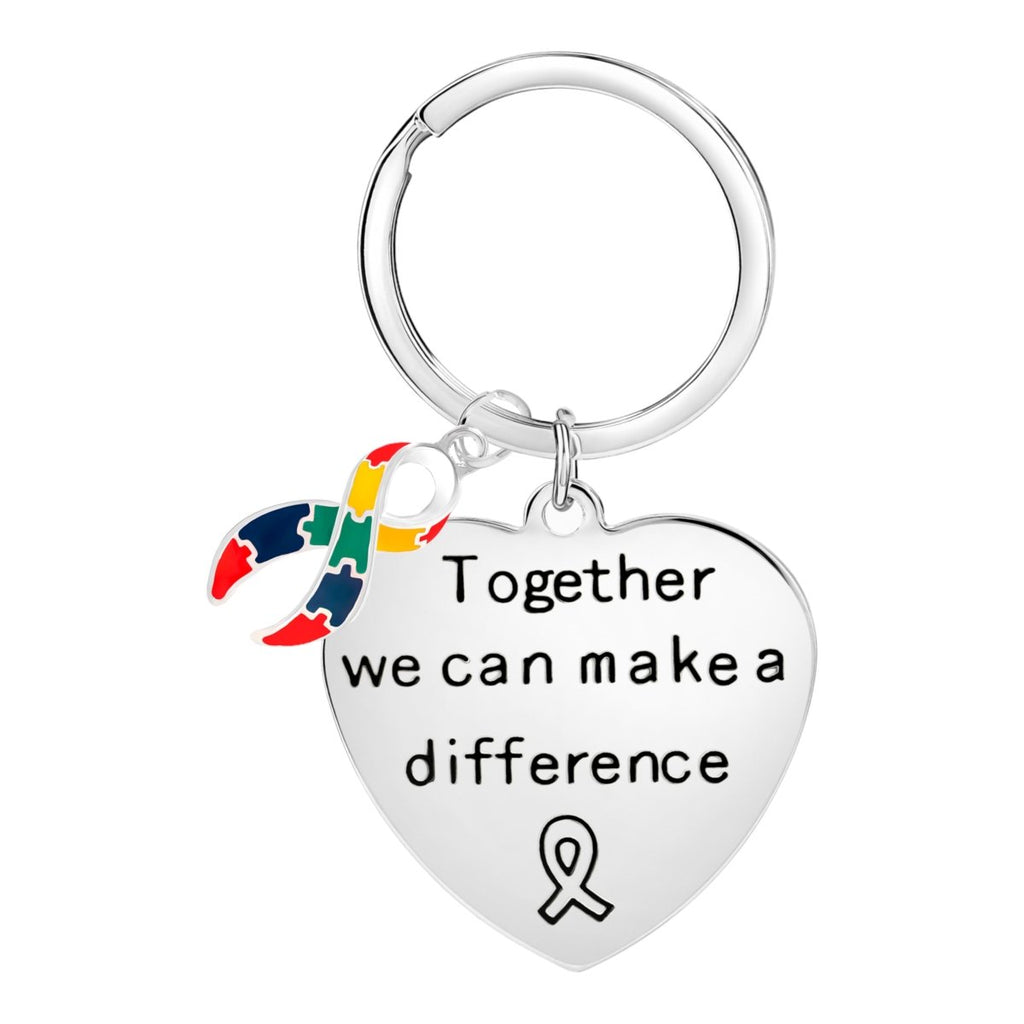 Big Heart Autism Awareness Ribbon Key Chains - Fundraising For A Cause