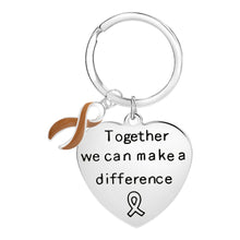 Load image into Gallery viewer, Big Heart Brown Ribbon Key Chains - Fundraising For A Cause