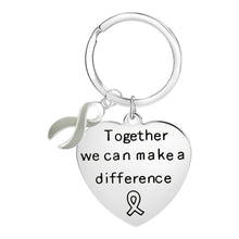 Load image into Gallery viewer, Big Heart Gray Ribbon Key Chains - Fundraising For A Cause