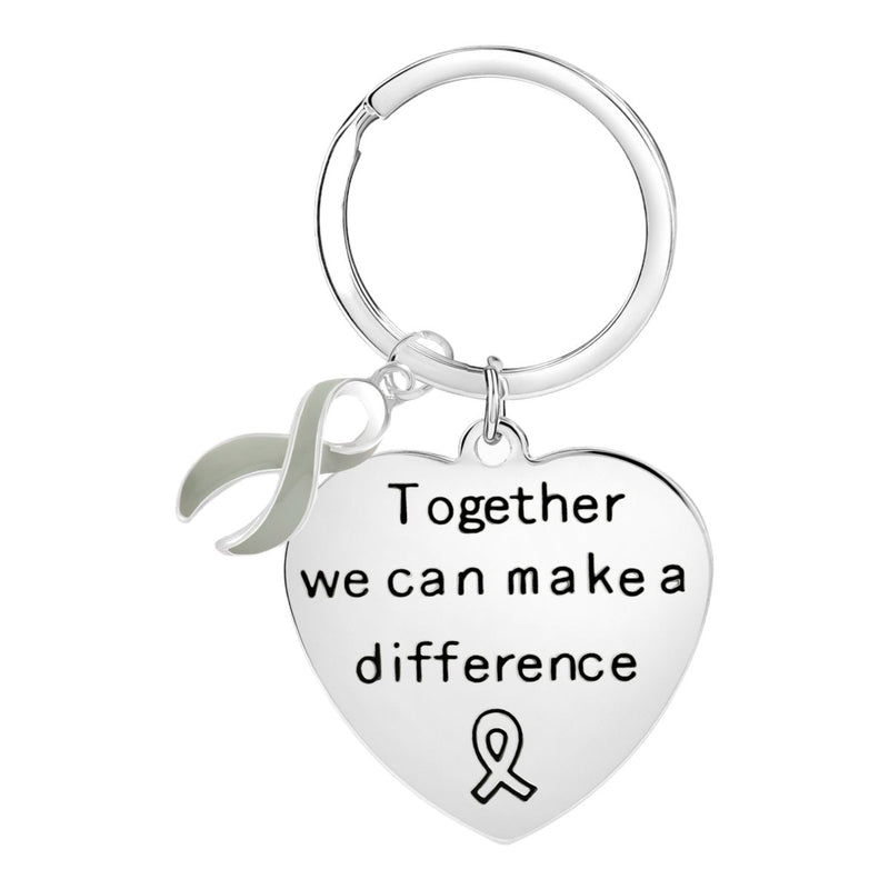 Big Heart Gray Ribbon Key Chains - Fundraising For A Cause