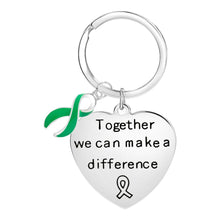 Load image into Gallery viewer, Big Heart Green Ribbon Key Chains - Fundraising For A Cause