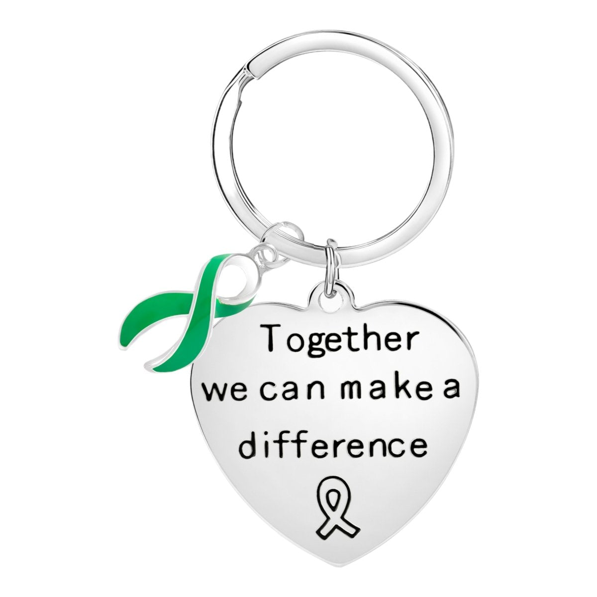 Big Heart Green Ribbon Key Chains - Fundraising For A Cause