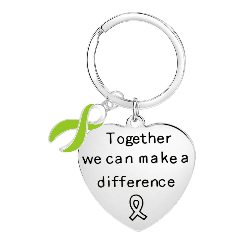 Big Heart Lime Green Ribbon Key Chains - Fundraising For A Cause