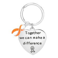 Load image into Gallery viewer, Big Heart Orange Ribbon Key Chains - Fundraising For A Cause