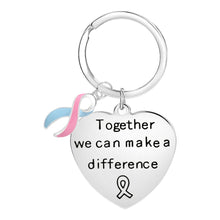 Load image into Gallery viewer, Big Heart Pink &amp; Blue Ribbon Key Chains - Fundraising For A Cause