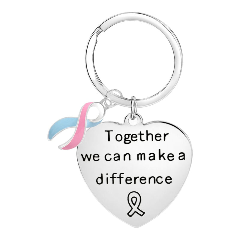 Big Heart Pink & Blue Ribbon Key Chains - Fundraising For A Cause