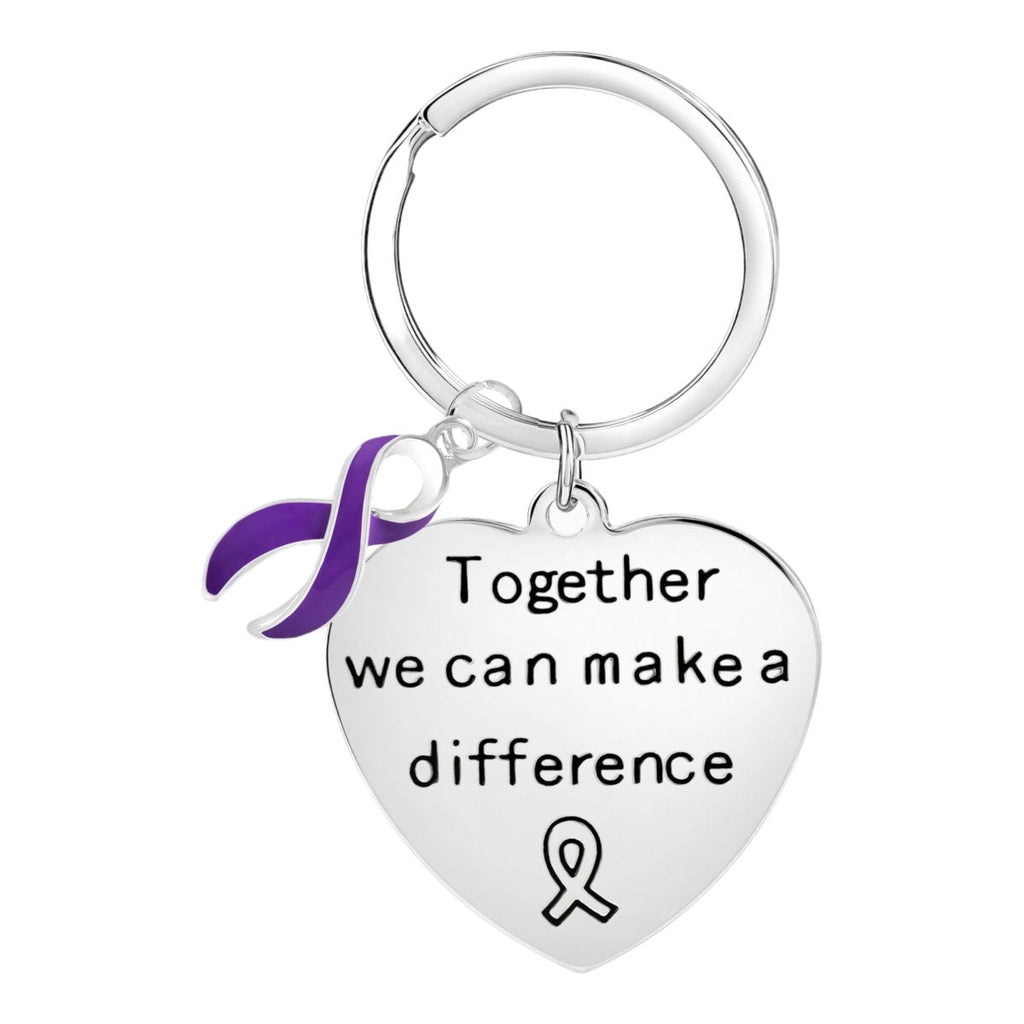 Big Heart Purple Ribbon Key Chains - Fundraising For A Cause