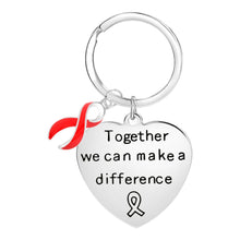 Load image into Gallery viewer, Big Heart Red Ribbon Key Chains - Fundraising For A Cause