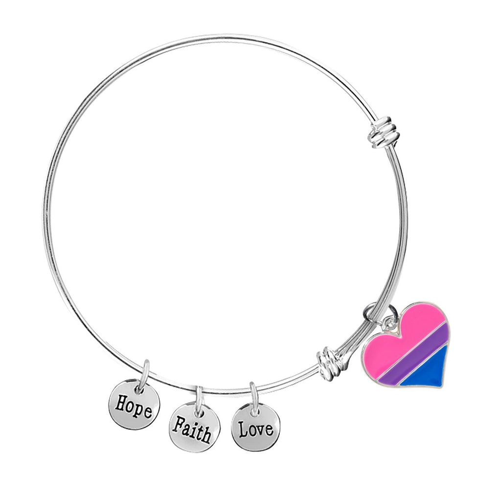 Bisexual Heart Retractable Charm Bracelets - Fundraising For A Cause