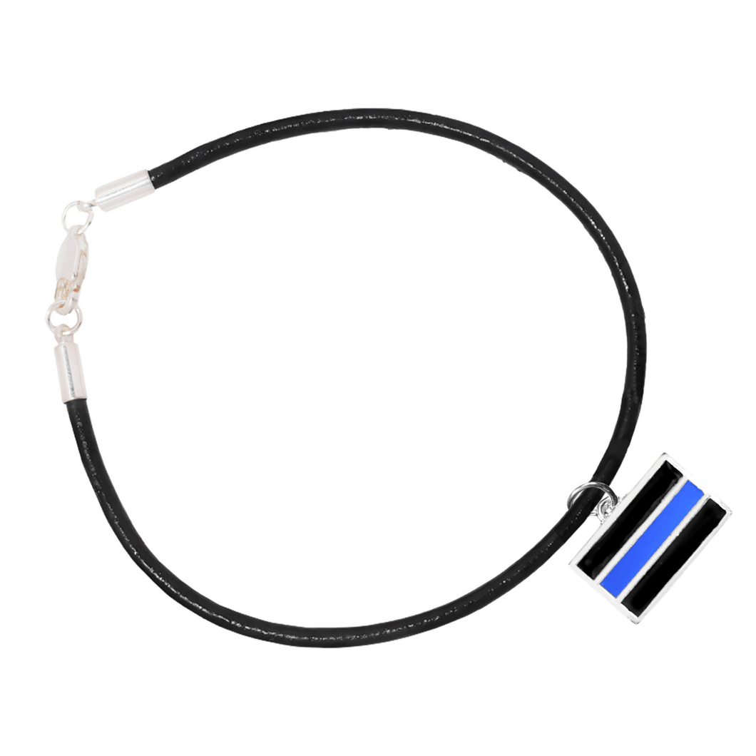 Black Cord Law Enforcement Blue Line Charm Bracelets - Fundraising For A Cause