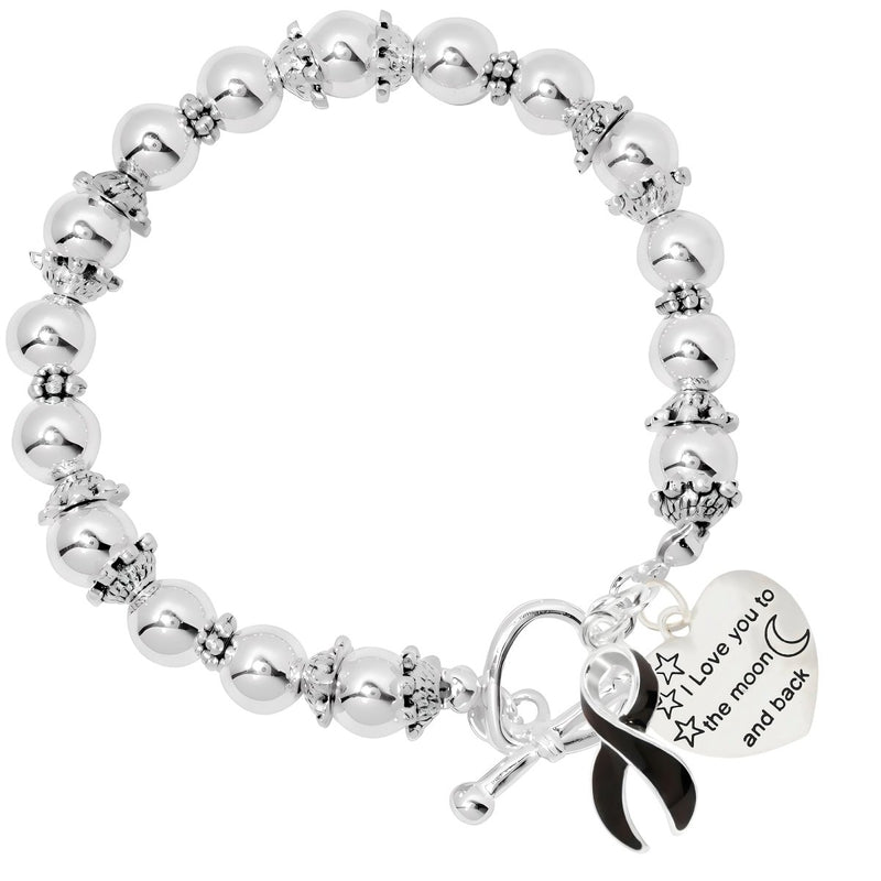 Black Ribbon Love You to The Moon Awareness Beaded Bracelets - Fundraising For A Cause