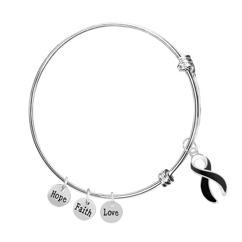 Black Ribbon Retractable Charm Bracelets - Fundraising For A Cause