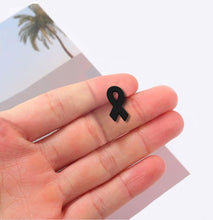 Load image into Gallery viewer, Black Silicone Ribbon Pins - Fundraising For A Cause