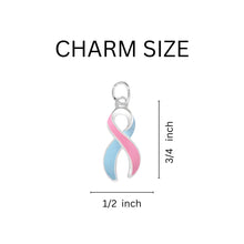 Load image into Gallery viewer, Blue and Pink Ribbon Retractable Charm Bracelet - Fundraising For A Cause