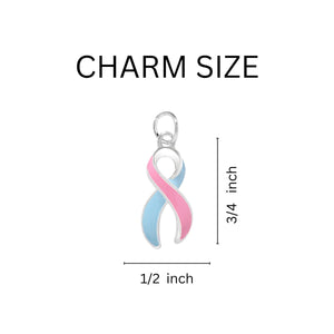 Blue and Pink Ribbon Retractable Charm Bracelet - Fundraising For A Cause