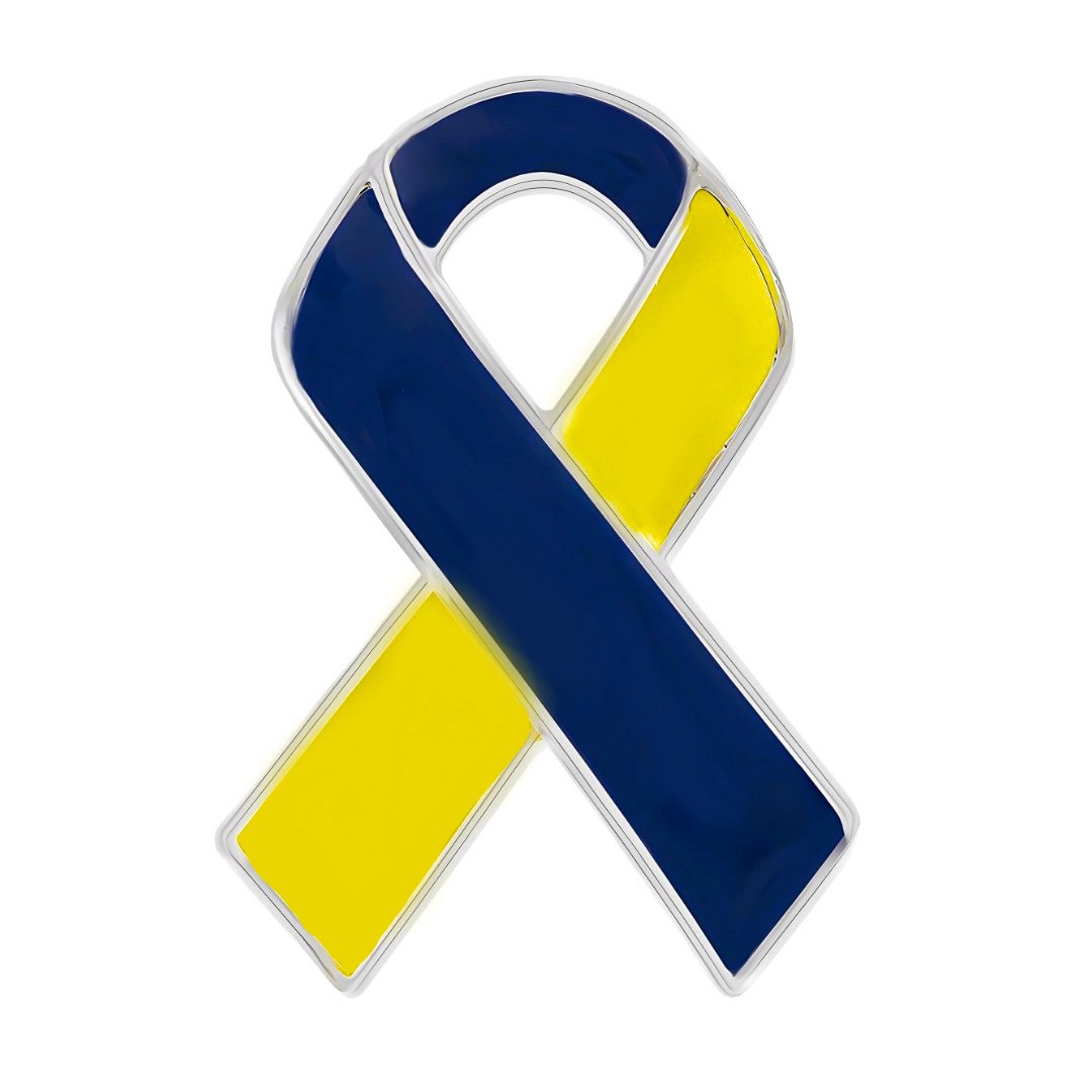 Blue & Yellow Ribbon Awareness Pins - Fundraising For A Cause