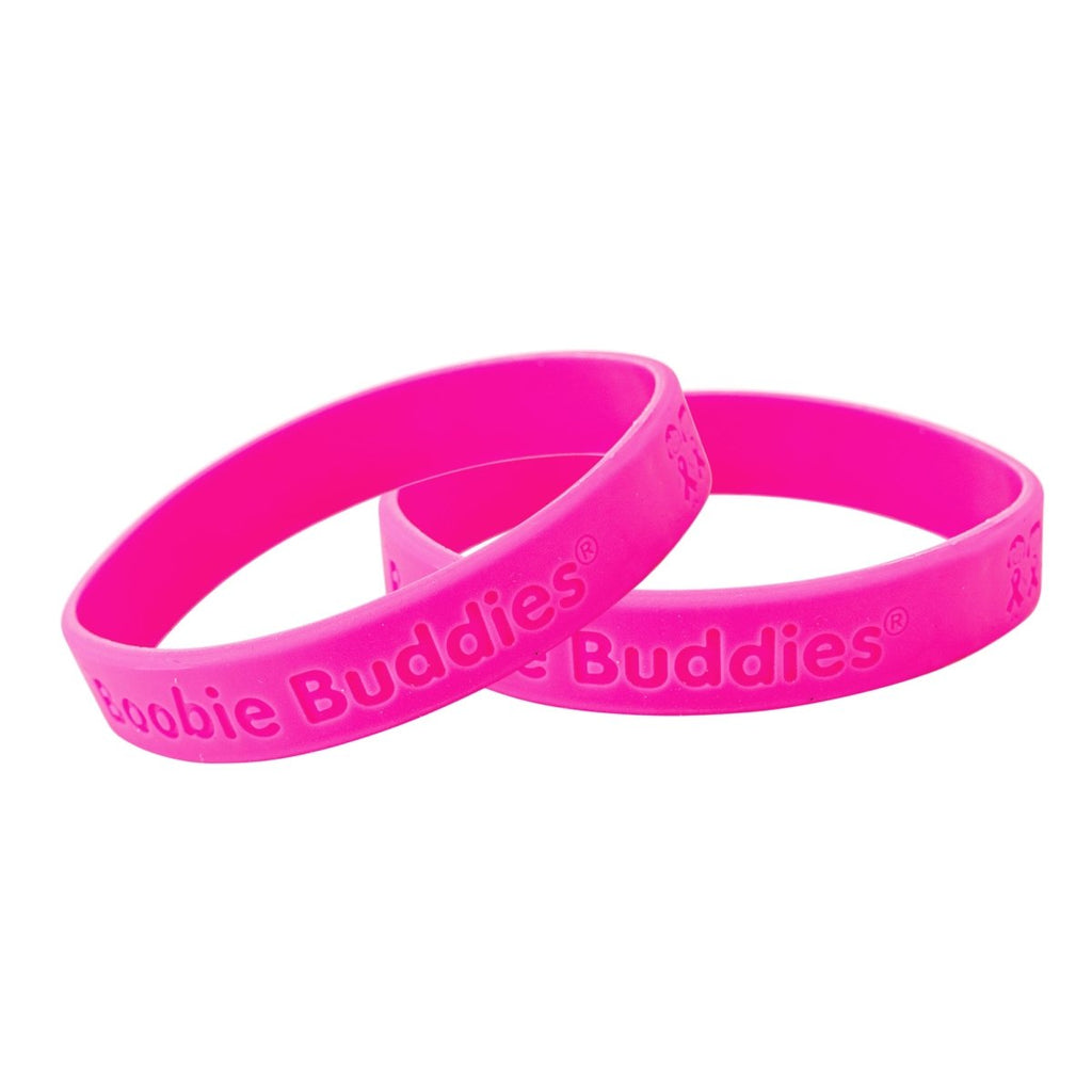 Boobie Buddies Pink Breast Cancer Awareness Silicone Bracelet Wristbands - Fundraising For A Cause