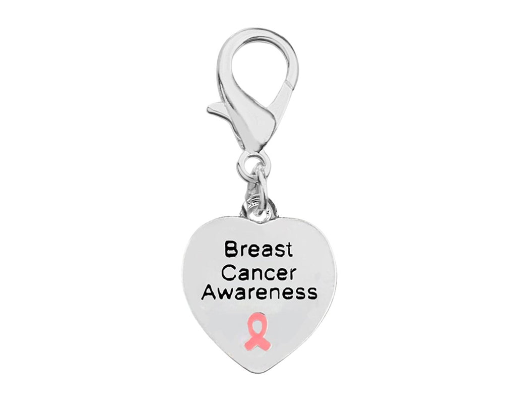 Breast Cancer Awareness Heart Hanging Charms - Fundraising For A Cause