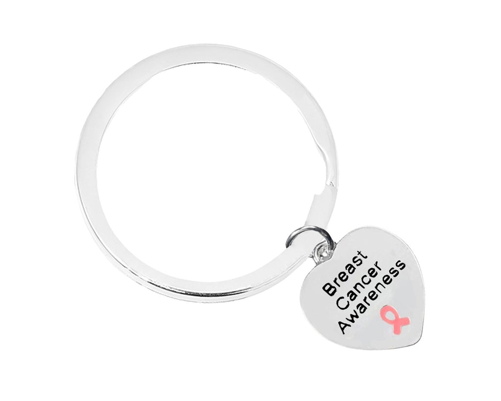 Breast Cancer Awareness Heart Pink Ribbon Keychains - Fundraising For A Cause