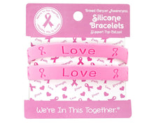 Load image into Gallery viewer, Breast Cancer Awareness Pink Ribbon Silicone Bracelet Counter Display (12 Cards) - Fundraising For A Cause