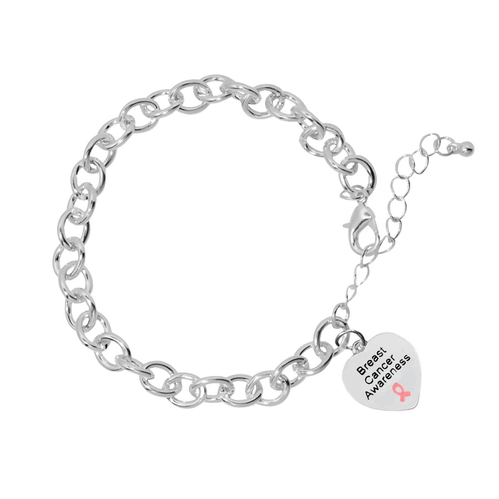 Breast Cancer Chunky Linked Charm Bracelets - Fundraising For A Cause