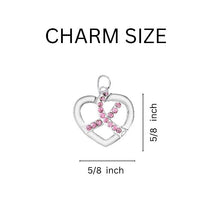 Load image into Gallery viewer, Breast Cancer Crystal Pink Ribbon Heart Charms - Fundraising For A Cause