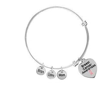 Load image into Gallery viewer, Breast Cancer Heart Mom Charm Retractable Charm Bracelets - Fundraising For A Cause