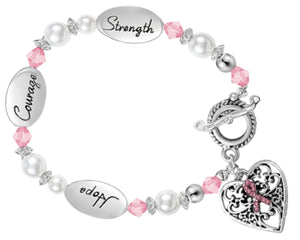 Breast Cancer Hope Courage Strength Bracelet w/Free Pin Offer - Just $12.99 - Fundraising For A Cause