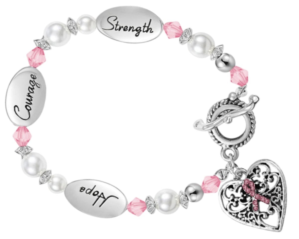 Breast Cancer Hope Strength Courage Bracelets - Fundraising For A Cause