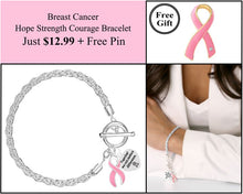 Load image into Gallery viewer, Breast Cancer Rope Bracelet w/Free Pin Offer - Just $12.99 - Fundraising For A Cause