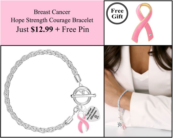 Breast Cancer Rope Bracelet w/Free Pin Offer - Just $12.99 - Fundraising For A Cause