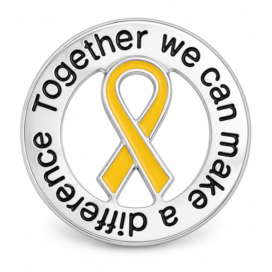 Round Gold Ribbon Together We Can Make A Difference Pins