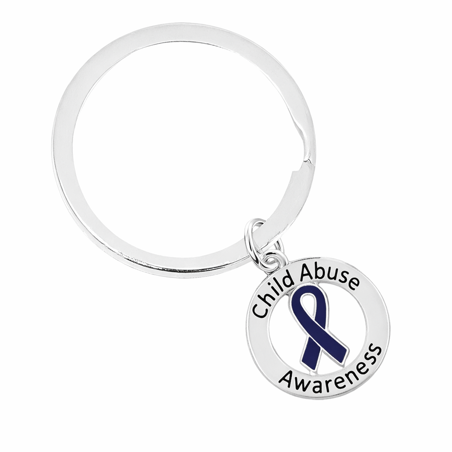 Round Child Abuse Awareness Split Style Keychains