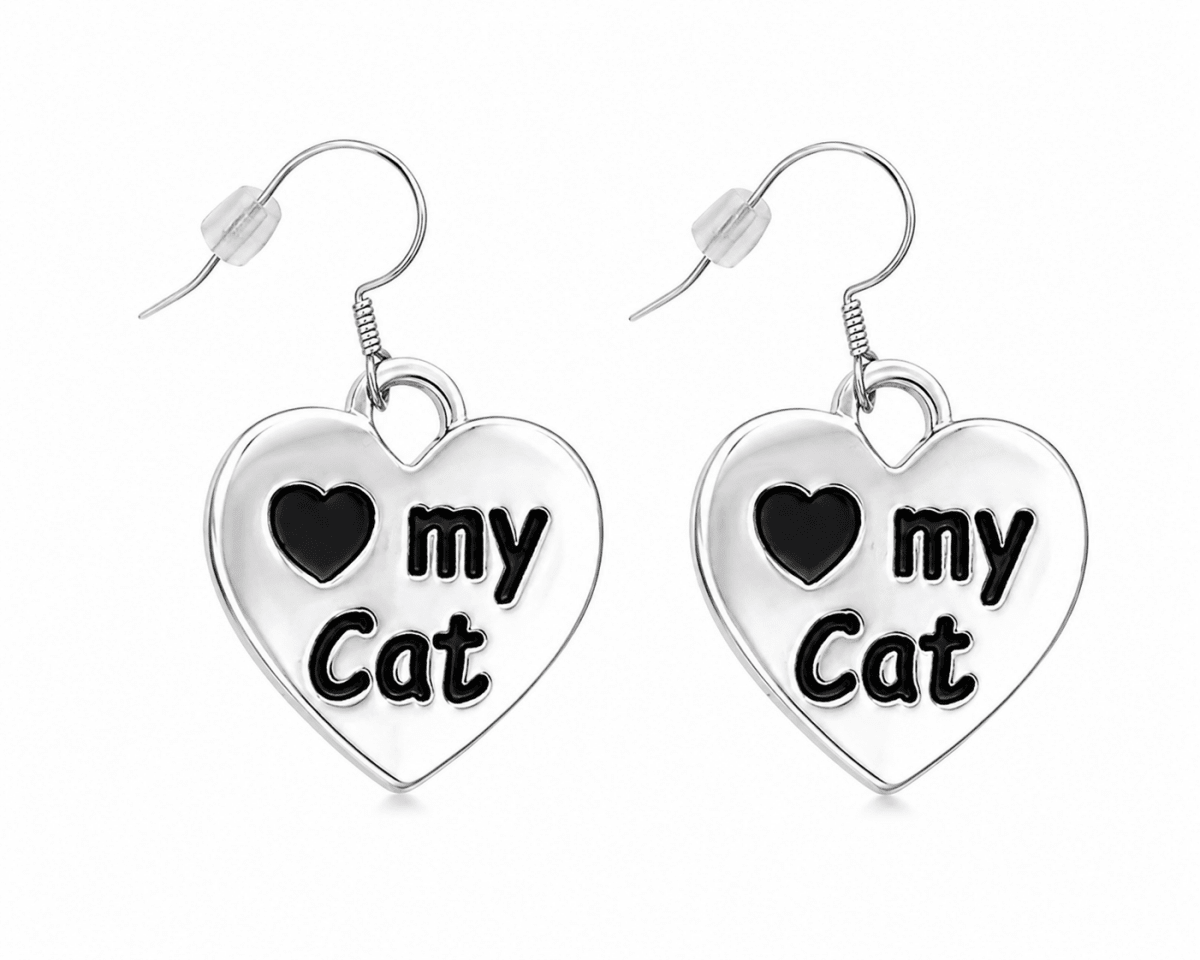 Love My Cat Heart Earrings - Fundraising For A Cause