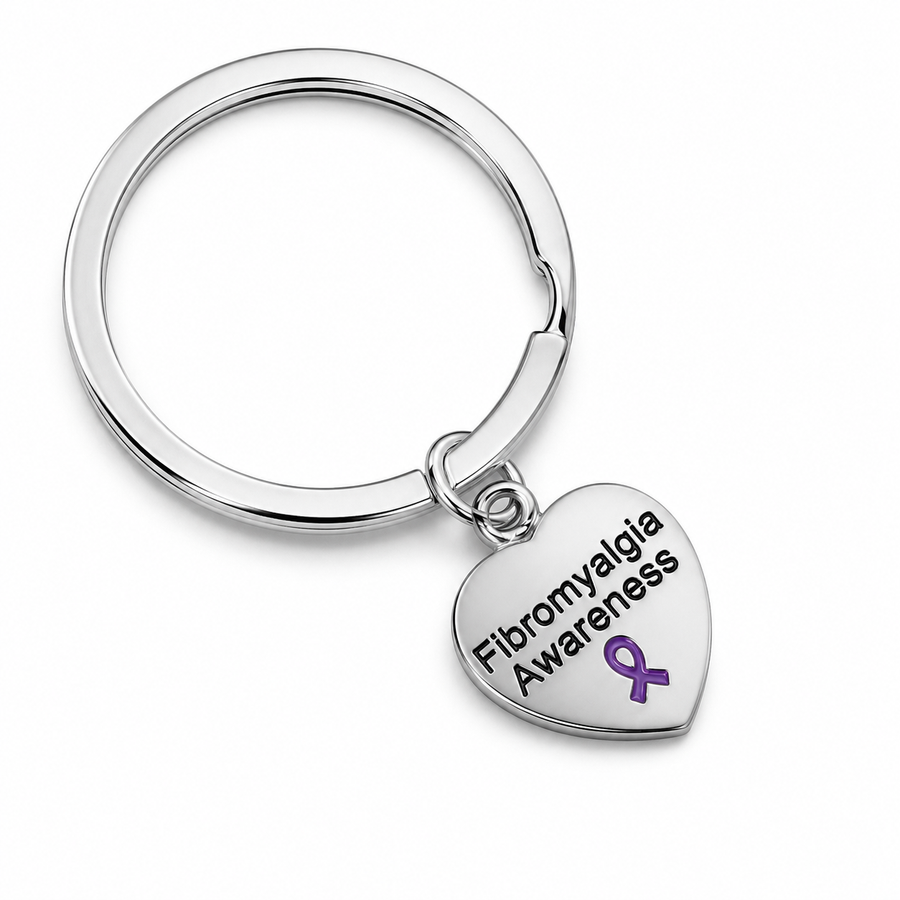 Fibromyalgia Awareness Heart Charm Split Style Key Chains