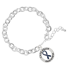 Load image into Gallery viewer, Child Abuse Awareness Round Charm Chunky Link Style Bracelets - Fundraising For A Cause